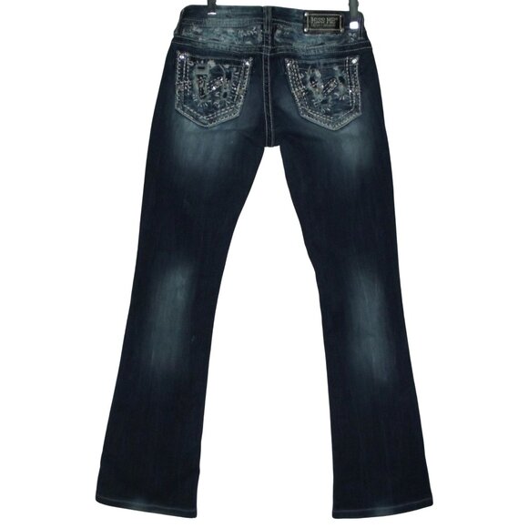 Miss Me Jeans Womens 27 X 30" JE13048L Signature Rise boot studded rhinestones - Picture 2 of 13